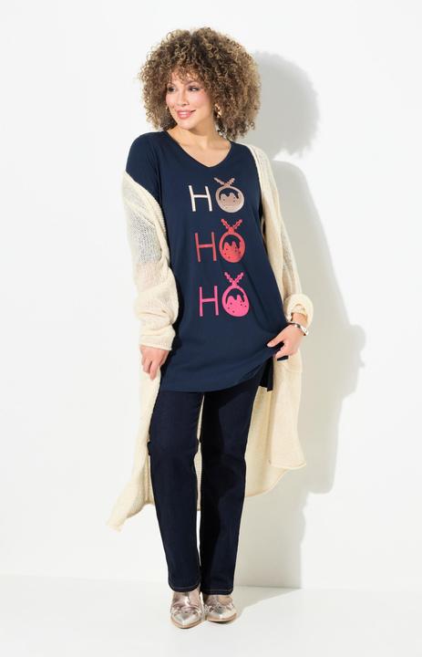 Actual product image Ulla Popken Ho Ho Ho 3/4 Sleeve Longline Graphic Tee (46, 48)