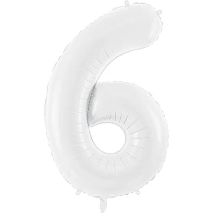 Partydeco Ballon alu Chiffre "6" Blanc (1 x) (FB130-6-008)