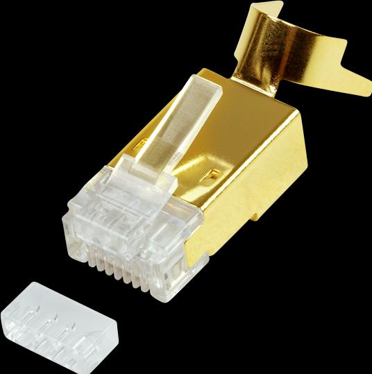 Image du produit LogiLink Connecteur RJ45, cat.6A/cat.7/cat.7A/cat.8.1 blindé, boîtier en laiton plaqué or, co (Câble réseau Connecteur)