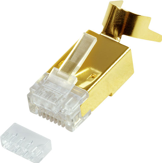 LogiLink RJ45 connector, Cat.6A/Cat.7/Kat.7A/Kat.8.1 shielded, gold-plated brass housing, gold-plated co (Network cable plug)