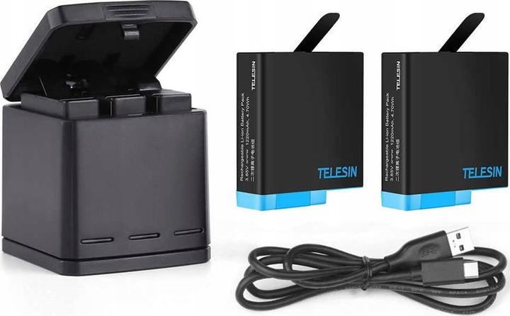 Actual product image Telesin USB charger + 2x battery