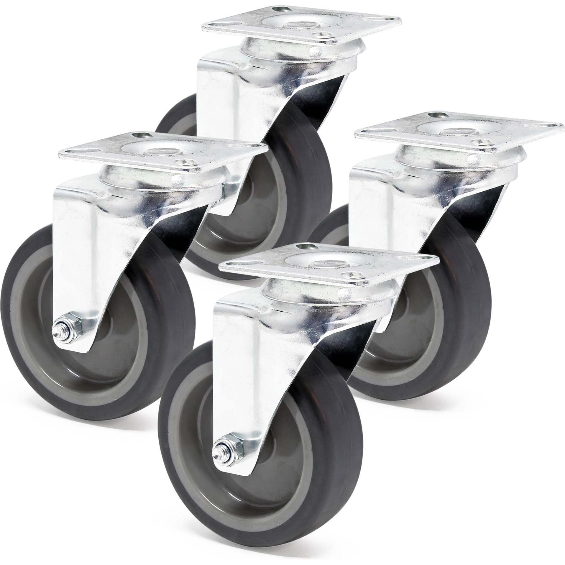 Wiltec, Möbelrollen, Lenkrollen Set 4x Transportrolle o. Bremse 100mm Möbelrolle 80kg