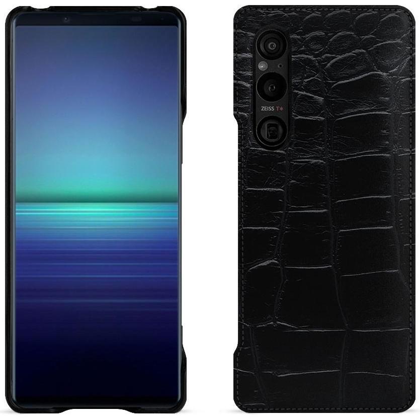 Noreve Lederschutzhülle (Sony Xperia 1 V), Smartphone Hülle, Schwarz