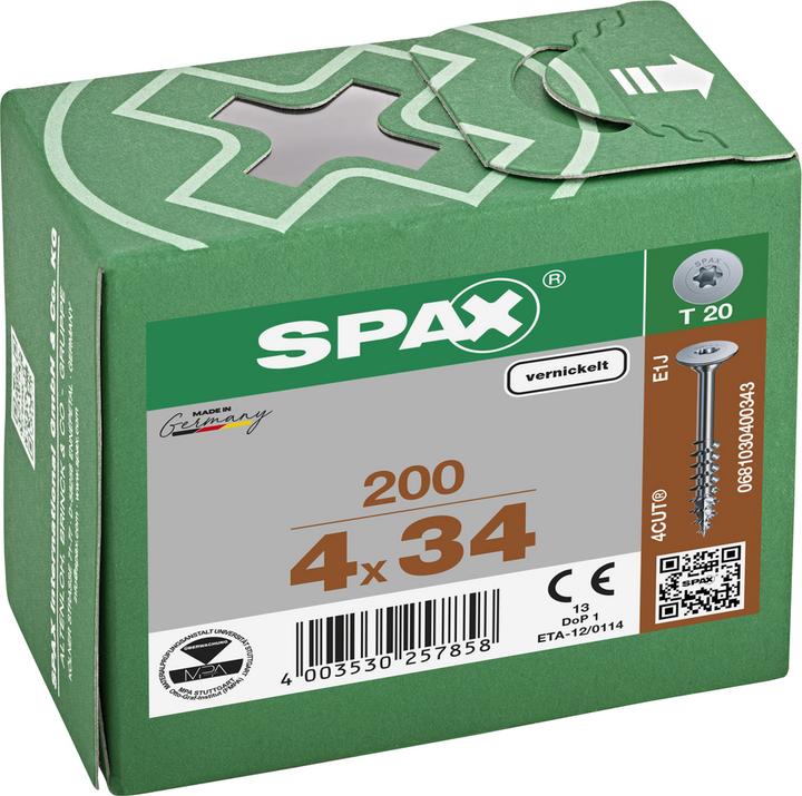 Produktbild Spax Korpusverbinder T-Star Plus T20 Teilgewinde Vernickelt (200 Schrauben pro Stück)