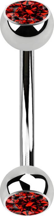 Immagine prodotto Star Piercing Banana d'argento con due sfere di cristallo rosse (Acciaio chirurgico 316L, senza ottone)