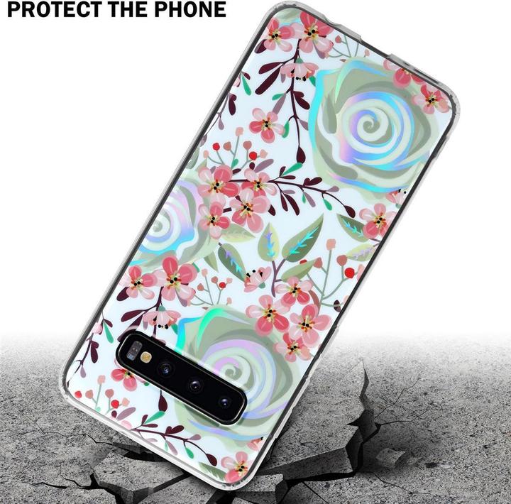 Actual product image Cadorabo IMD TPU Colorful Flowers & Leaves Cover (Samsung Galaxy S10)