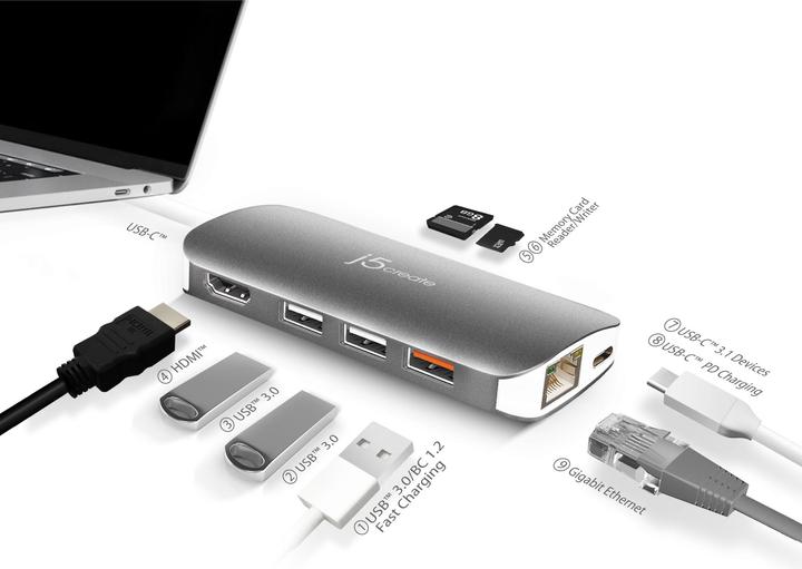 Immagine prodotto j5Create JCD383 (USB-C, 5 porte)