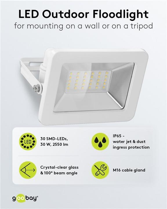 Actual product image Goobay LED outdoor spotlight, 50 W (4260 lm, IP65)