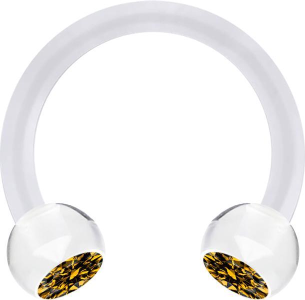 Immagine prodotto Star Piercing Micro Circular Barbell trasparente con due sfere di cristallo di topazio (Materiale sintetico, senza ottone)