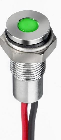 Produktbild RS PRO 6mm flush IP67 sealed chrome LED,grn 24V