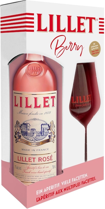 Image du produit Lillet Coffret cadeau Rosé 0.75 l avec verre (18 ans, 17 %, France, 1 x 75 cl, Vermouth)