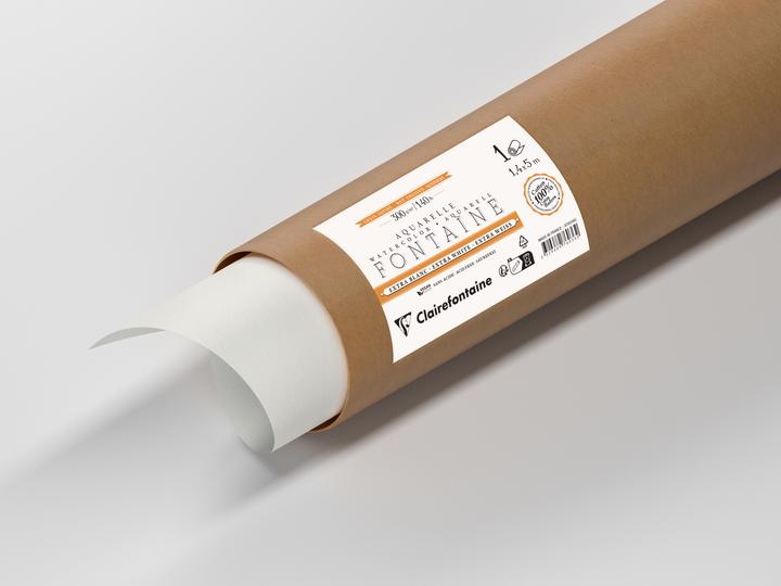 Produktbild Clairefontaine Fontaine, Aquarellpapier extraweiss satiniert/hot pressed, Rolle 1,4x5m, 300g - (300 g/m², 7 x)