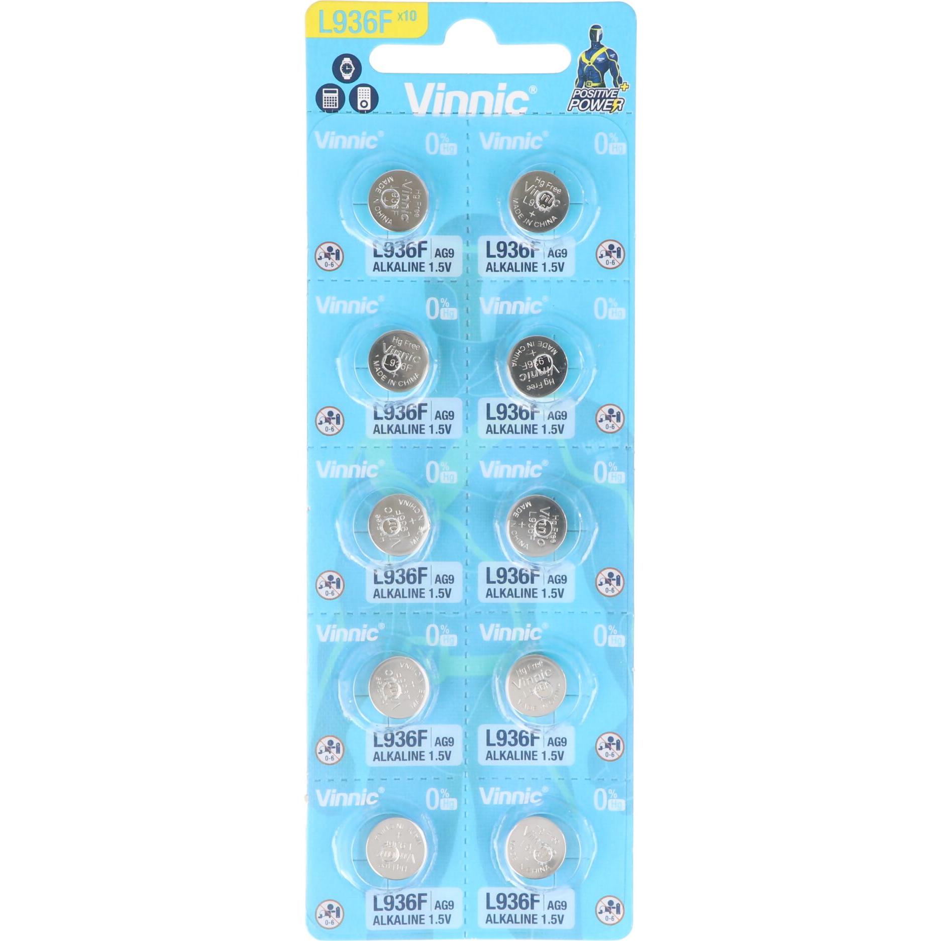 Vinnic Positive Power (10 Stk., AG9/LR45/LR936/394), Batterien + Akkus