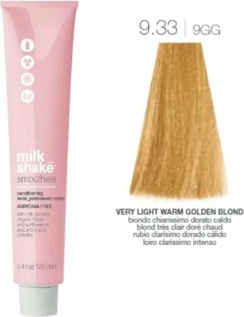 Produktbild Milk_Shake Vopsea semi-permanenta Smoothies 9.339GG, Blond Luminos Deschis Cald Auriu, 100ml (9.339GG Blond Luminos Deschis Cald Auriu)