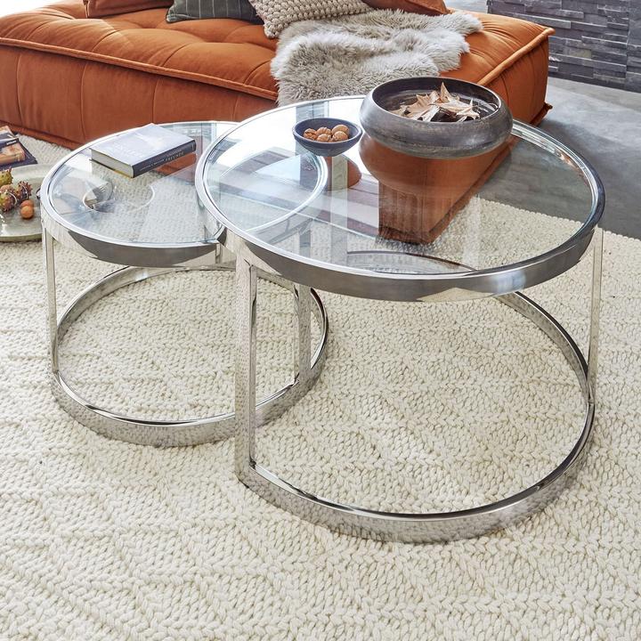 Immagine prodotto Loberon Set di 2 tavolini Cibran argento (45 x 80 cm)