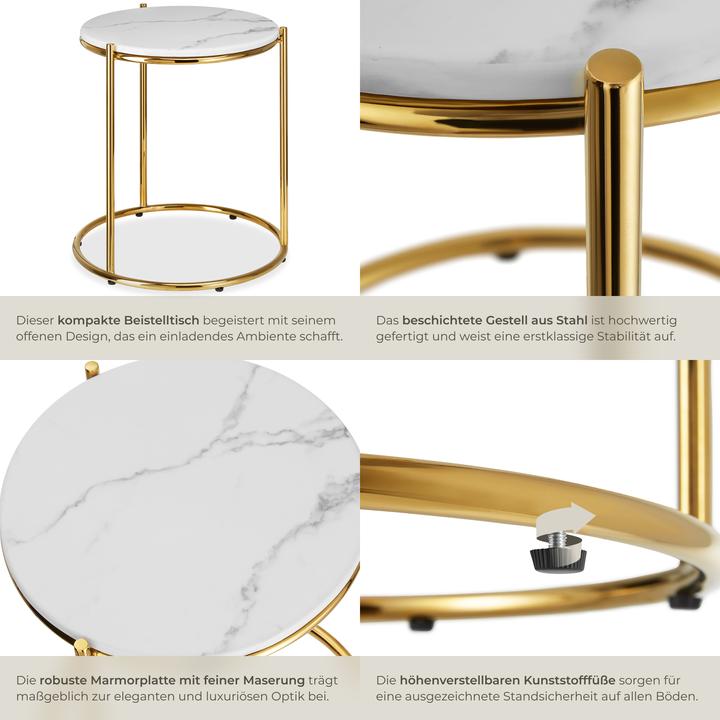 Actual product image tectake Side table Ellsa, marble top, steel frame
