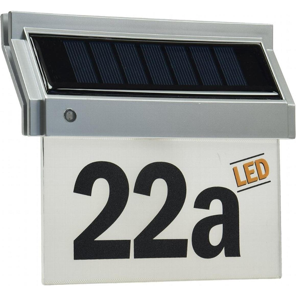 König Design, Gartenbeleuchtung, Solar Hausnummernleuchte Hausnummer mit LED 18x16x5cm incl. Zahlen Buchstaben (IP44)