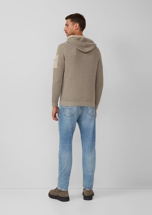 Produktbild s.Oliver Strickpullover Struktur-Hoodie im Materialmix mit Ärmeltasche (M)