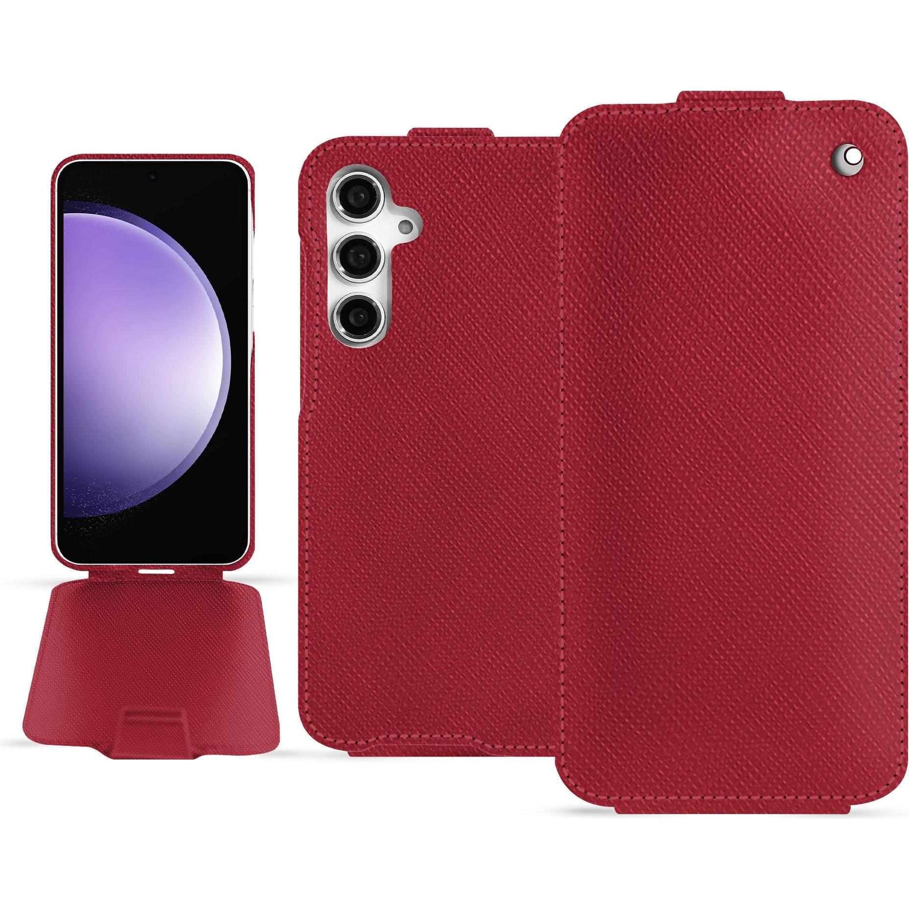 Thumbnail - Noreve Lederschutzhülle vertikal (Samsung Galaxy S23 FE), Smartphone Hülle, Rot