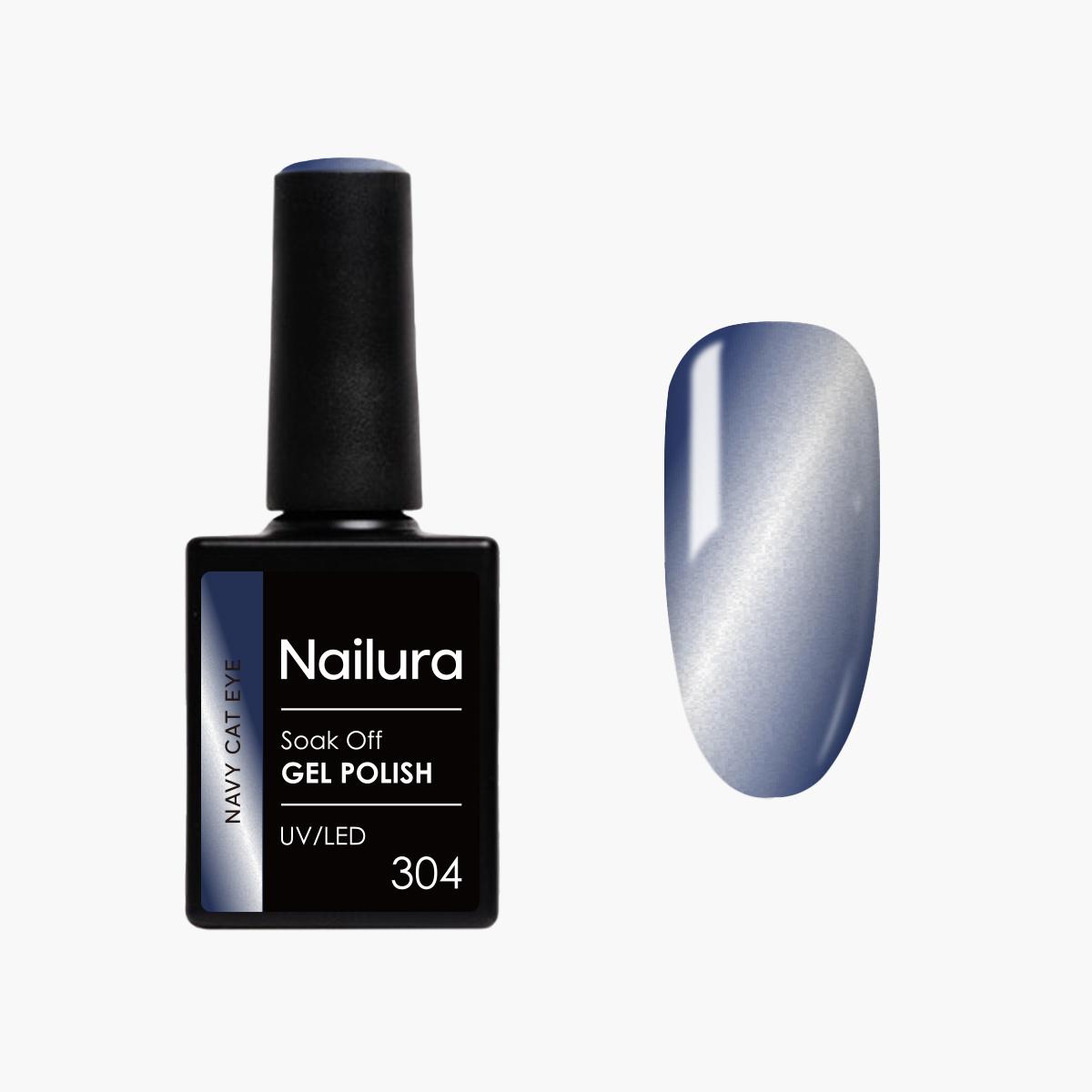 Nailura - Gel Polish 304 - Navy Cat Eye - Navy Blue - 10 ml (Navy Blue, UV-Gel Lack) (70323)