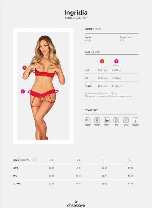 Productafbeelding Obsessive Ingridia 2teiliges Offenes Set Rot (XL, XXL)