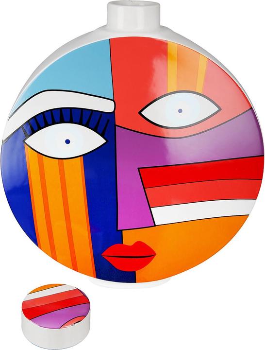 Image du produit Gilde Vase à couvercle Grafic Face coloré grand