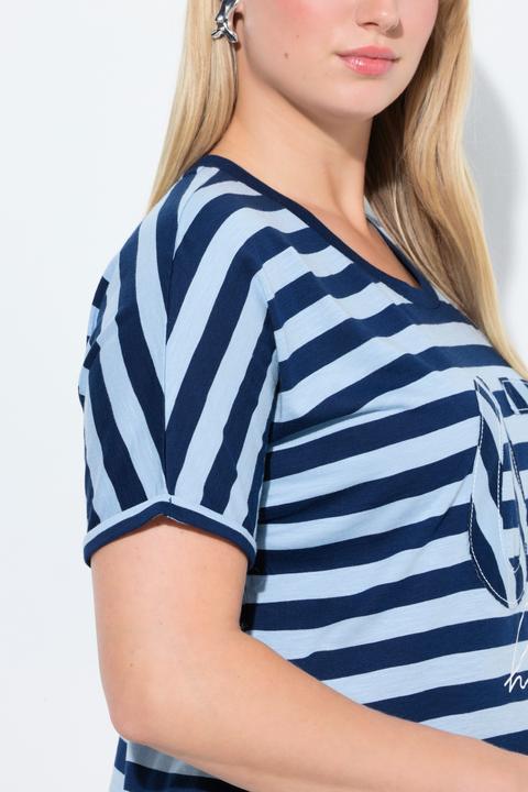 Actual product image Ulla Popken Patchwork Striped Graphic Tee (62)