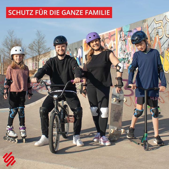 Immagine prodotto Skatewiz 6-teiliges Protektoren-Set für Kinder & Erwachsene (XS, Protezioni per i polsi, Ginocchiera, Protettori gomito, 6 pezzi)