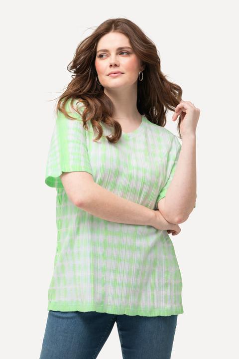 Immagine prodotto Ulla Popken T-shirt con texture, stampa batik, scollo a V e mezze maniche (56)