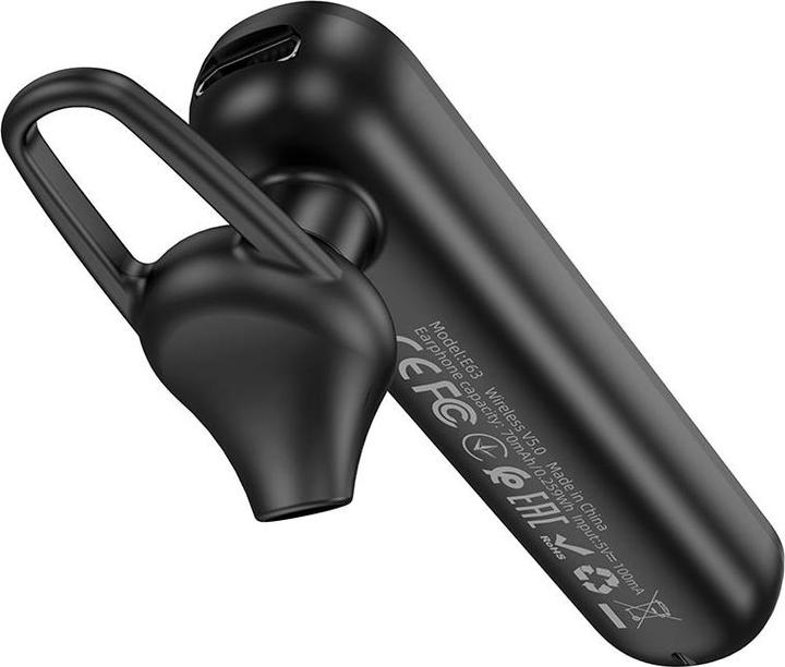 Actual product image Hoco - Bluetooth Headset Diamond (E63) - Bluetooth 5.0, Rotary Ear Hook - Black