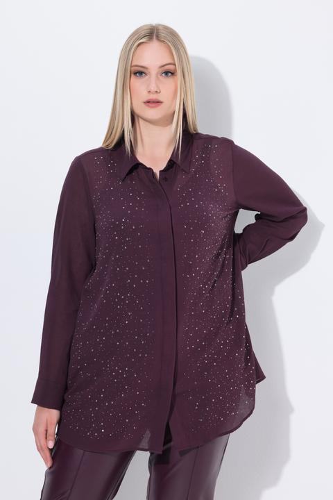 Immagine prodotto Ulla Popken Blusa con decorazioni, collo da camicia e maniche lunghe (50, 52)