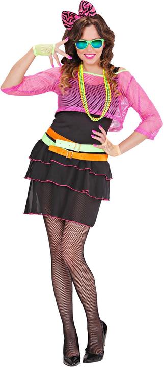 Image du produit Widmann GROUPIE GIRL DES ANNÉES 80 (robe, top en résille, ceinture, serre-tête avec noeud), S (S)