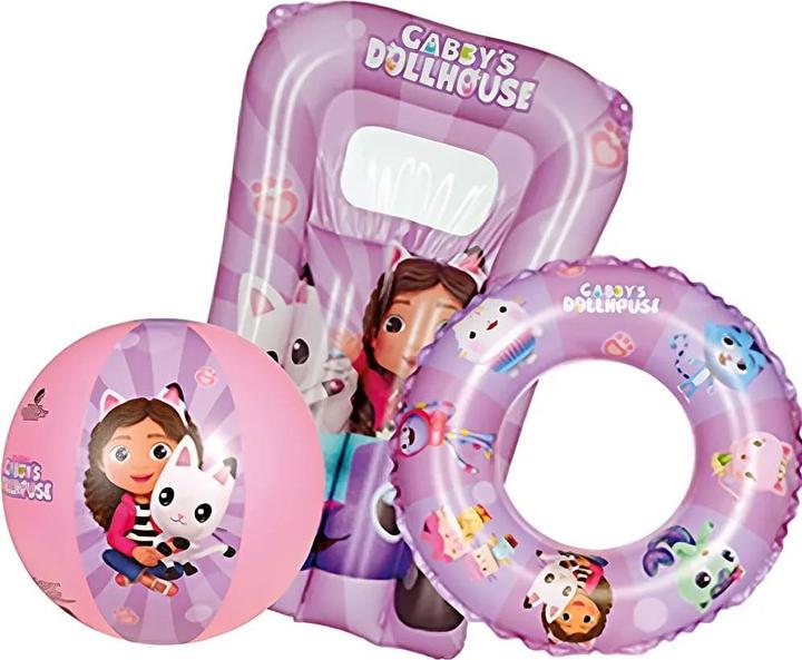 Immagine prodotto Happy People HAPPYPEOPLE Set da spiaggia Gabby's Dollhouse, composto da: Pallone da spiaggia, anello per