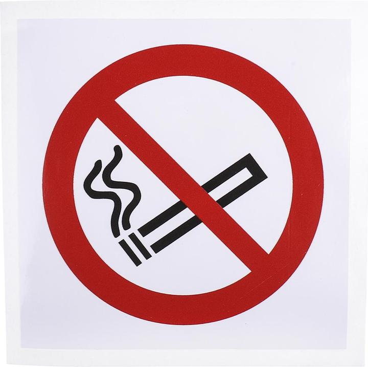 Image du produit RS PRO Panneau d'interdiction de fumer, autocollant, 100 mm x 100mm