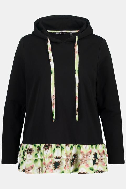 Image du produit Ulla Popken Sweat à capuche, effet superposé, ligne en A, manches longues (54)