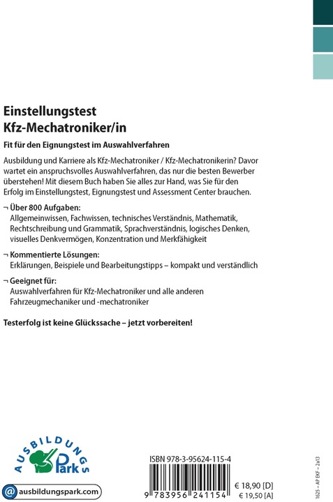 Produktbild Einstellungstest Kfz-Mechatroniker (Deutsch, Marcus Mery, Kurt Guth, 2022)