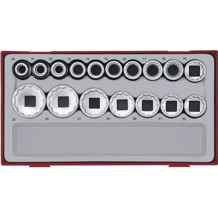 Teng Tools, Chiave a bussola + esagonale, 03570207 TT1217 Set di chiavi a bussola Tc-tray 17 pezzi 1/2 12 lati