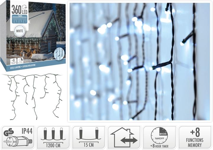 Produktbild Christmas Gifts Weihnachtsbaumleuchten Outdoor 360 LED Lichtvorhang Kühlweiss Steuerung (12 m)