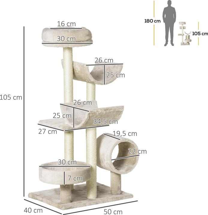 Actual product image PawHut Climbing tree (105 cm, Beige)