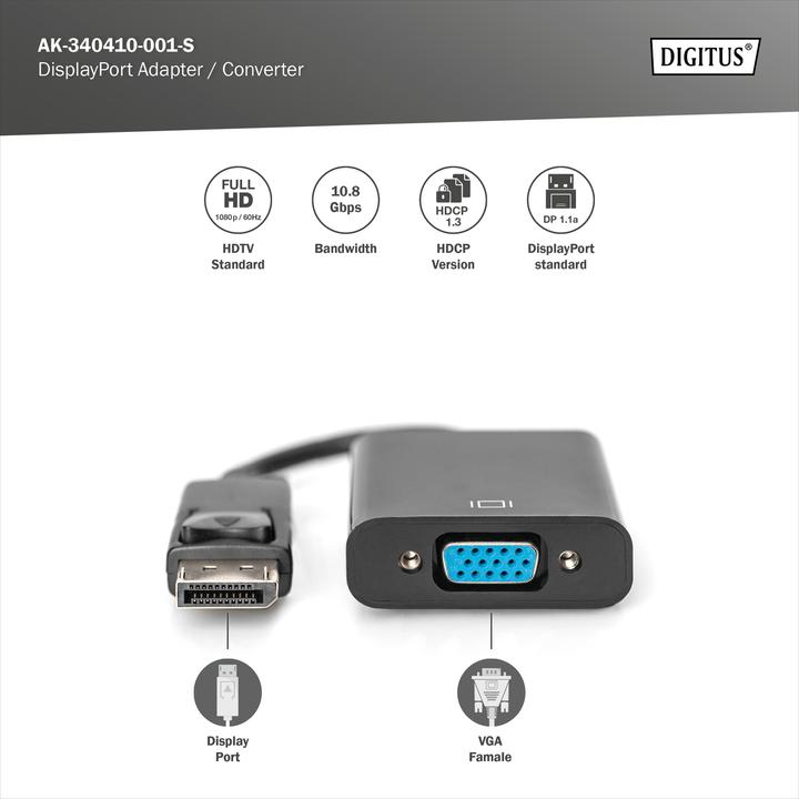 Produktbild Digitus DisplayPort Adapterkabel (0.15 m)