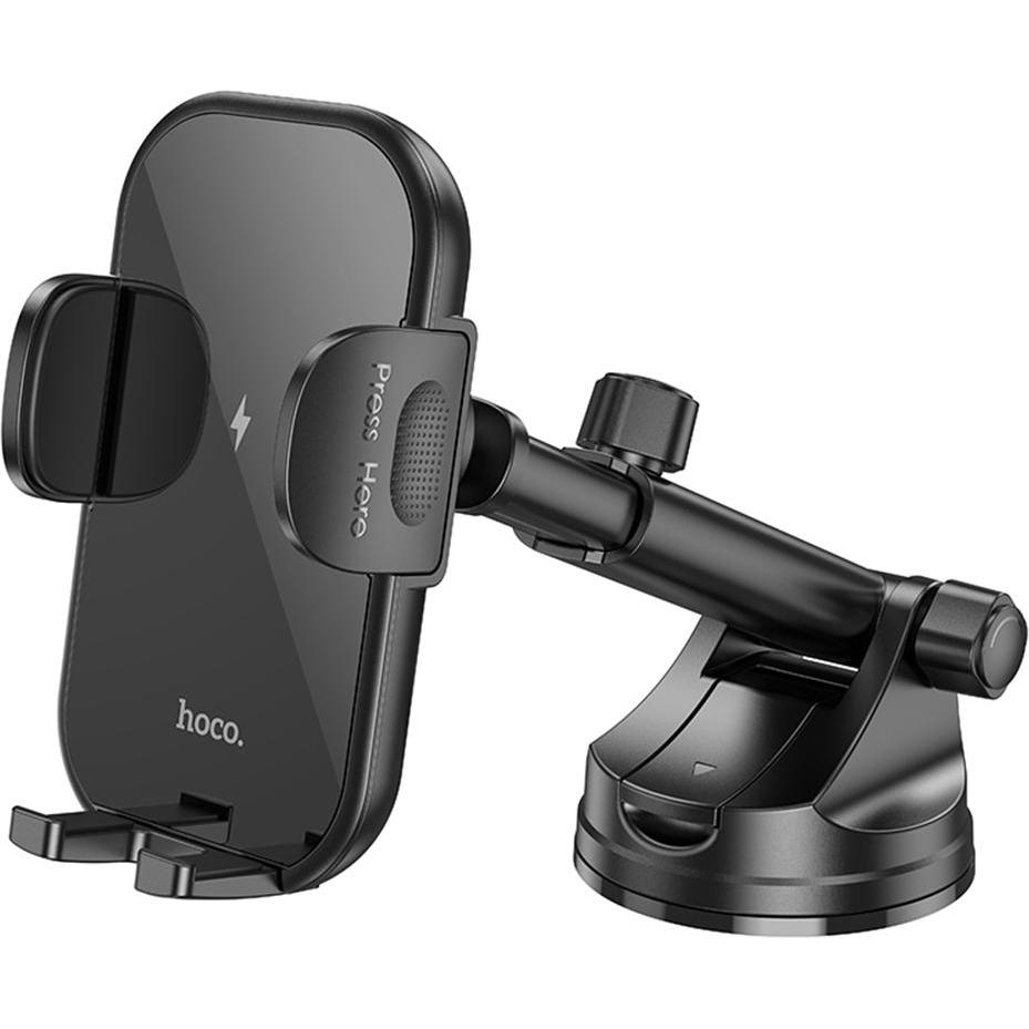 Hoco - Car Holder with Wireless Charging Journey (HW5) - for Dashboard and Windshield, 15W - Black, Adattatore per auto, Nero