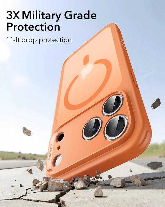 Actual product image ESR Classic Hybrid Magnetic Case (Camera Control), for iPhone 17 Pro, Frosted Orange (Apple iPhone 17 Pro)