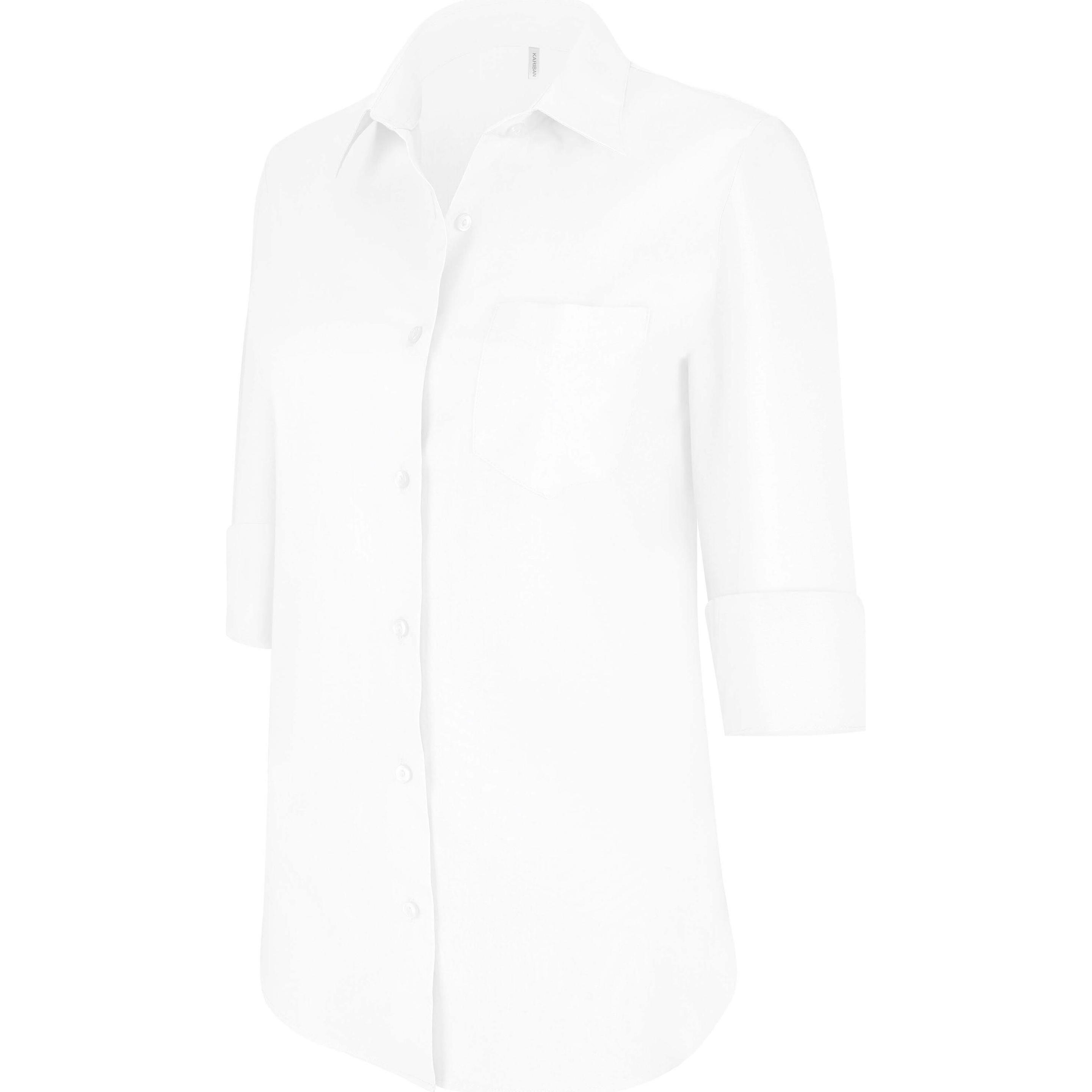 Kariban, Damen, Hemd, mit 3/4 Ärmeln blanc, Weiss, (M)