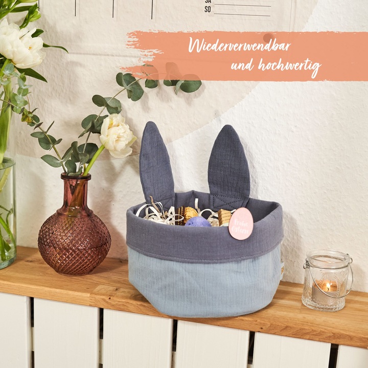 Actual product image Papierdrachen Easter nest with bunny ears muslin (1 x, 19 x 16 cm)