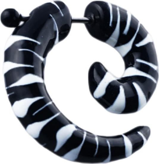 Produktbild Star Piercing Fake Spirale schwarz mit weissen Zebrastreifen (Acryl)