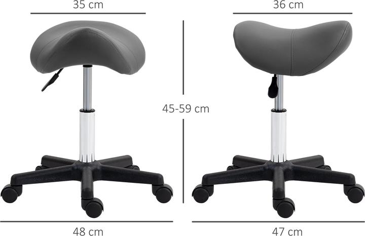 Produktbild Homcom Rollhocker Kunstleder, Stahl Grau