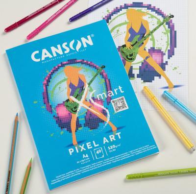 Actual product image Canson XS'MART PIXEL ART study pad, DIN A4 white, smooth paper, chequered on one side, 40 sheets (A4, Checked)