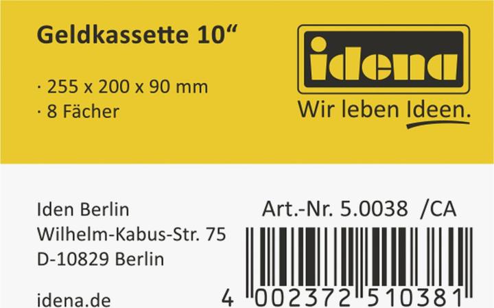 Produktbild Idena Geldkassette 10" 255x200x90mm, rot