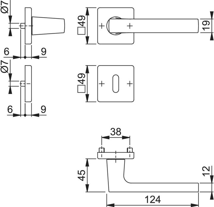 Produktbild Hoppe Rosettengarnitur Dallas M1643/843KV/843KVS (Türgriff)