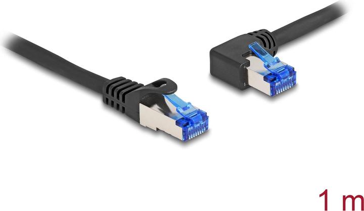 Image du produit Delock Câble réseau RJ45 Cat.6A S/FTP droit / gauche coudé 1 m noir (S/FTP, CAT6a, 1 m)